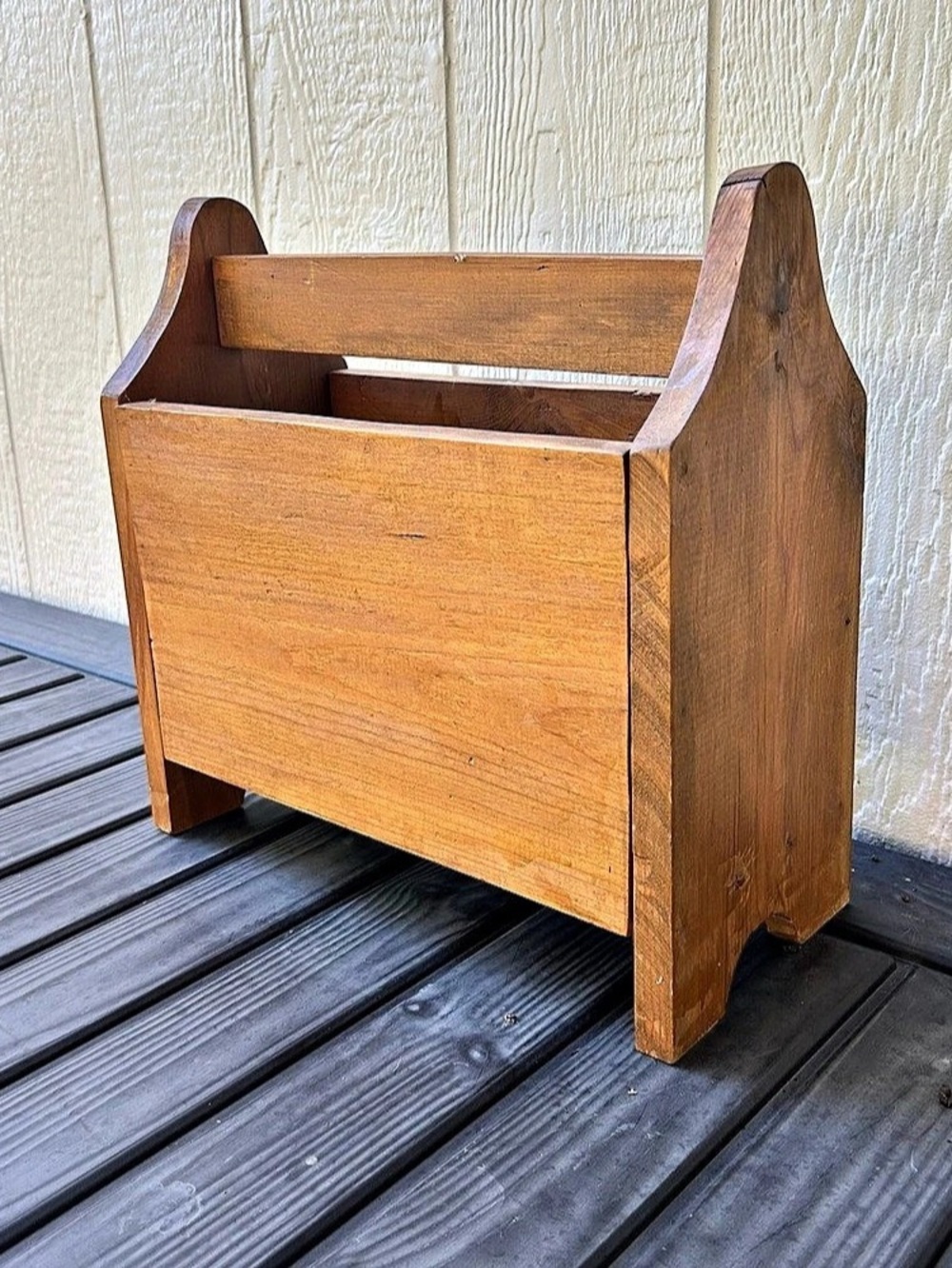 Vintage Solid Wood Handmade Magazine Rack - Picture 2 of 7